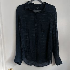 Madewell - Sheer textured navy button up - M